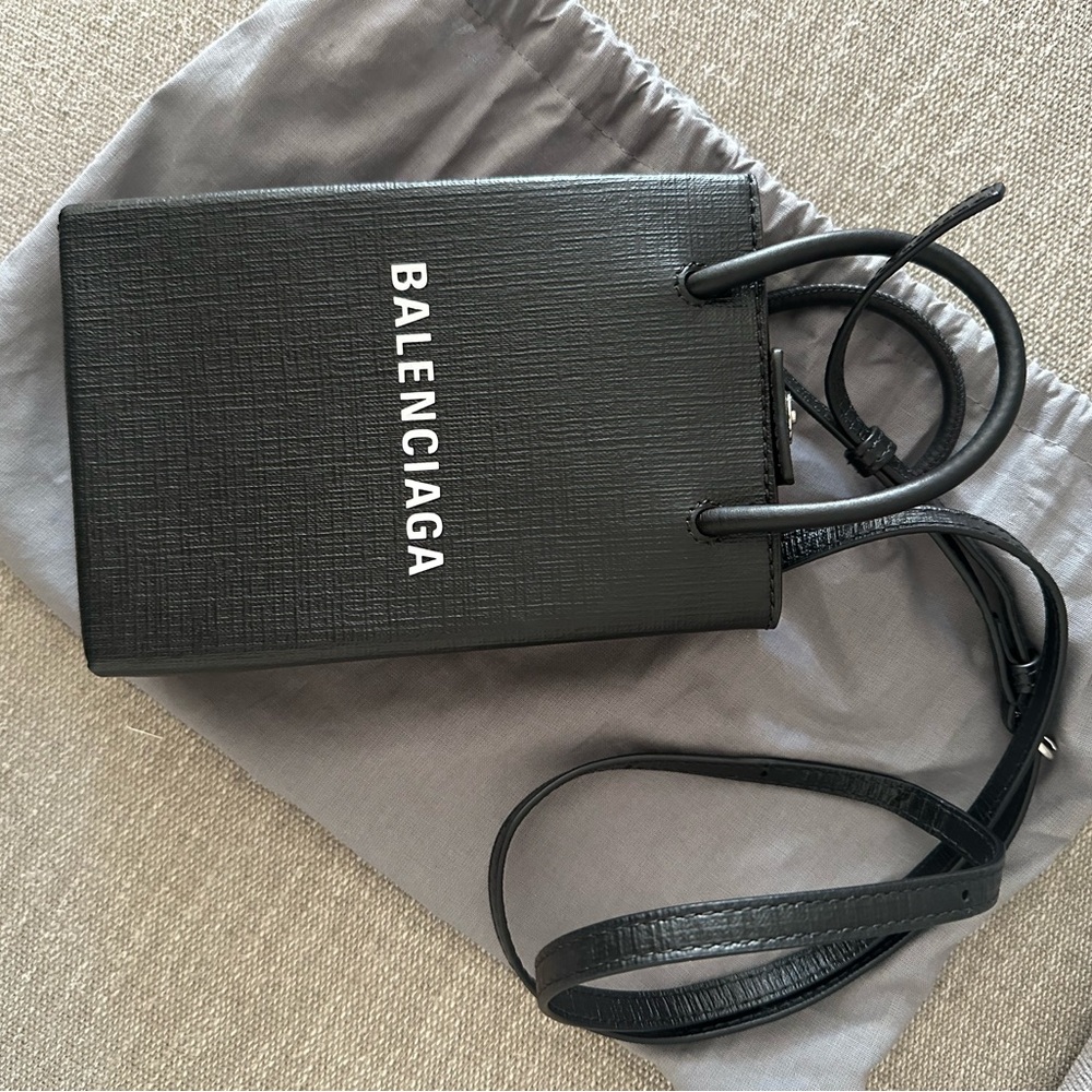 Balenciaga Black Leather Mini Shopping Tote with Adjustable Crossbody - Picture 5 of 9